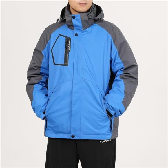 Men's 3 in 1 Waterproof Winter Ski Jacket Windproof with Detachable Puffer Coat - Picture 4 of 9